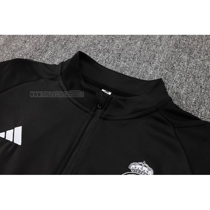 Tuta da Track de Felpa del Real Madrid 2023-2024 Nero y Blanco